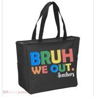 Funny BRUH We Out Teachers Schools Out Tote Bag thumb 2