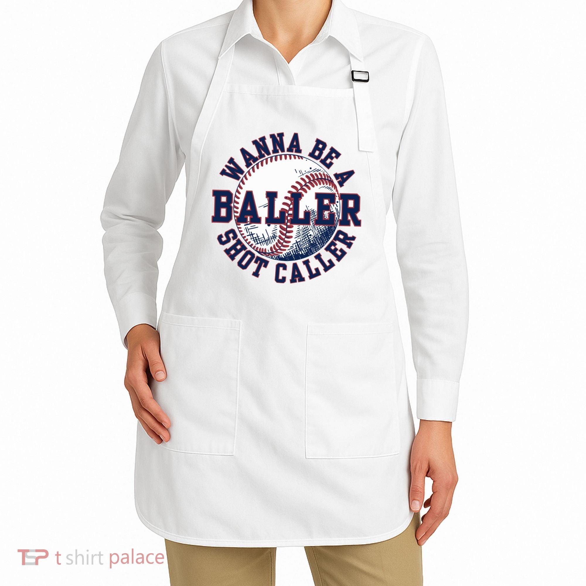 Funny Baller Wanna Be A Shot Caller Baseball Player Apron