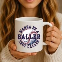 Funny Baller Wanna Be A Shot Caller Baseball Player Coffee Mug thumb 3