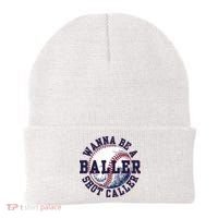 Funny Baller Wanna Be A Shot Caller Baseball Player Beanie thumb 0
