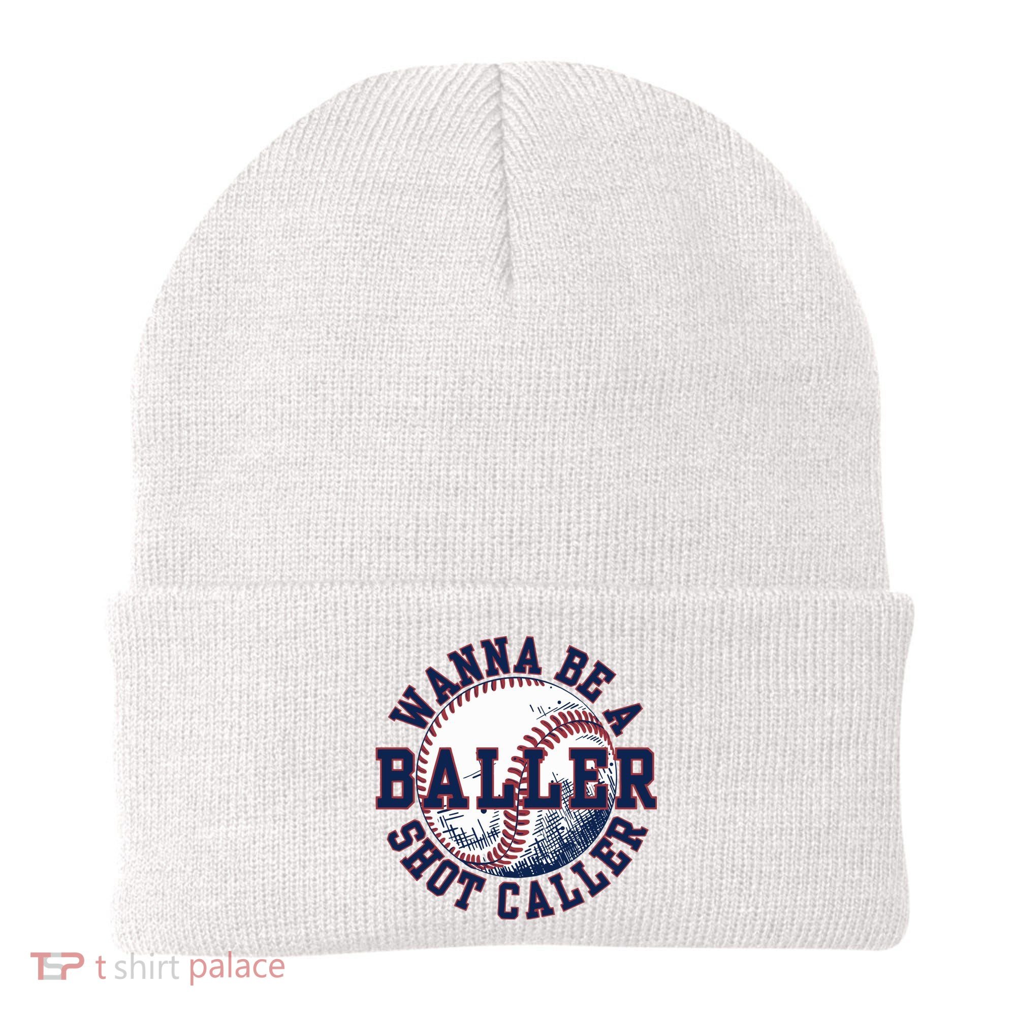 Funny Baller Wanna Be A Shot Caller Baseball Player Beanie