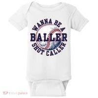 Funny Baller Wanna Be A Shot Caller Baseball Player Baby Bodysuit thumb 0