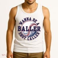 Funny Baller Wanna Be A Shot Caller Baseball Player Tank Top thumb 3