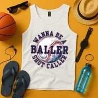 Funny Baller Wanna Be A Shot Caller Baseball Player Tank Top thumb 4