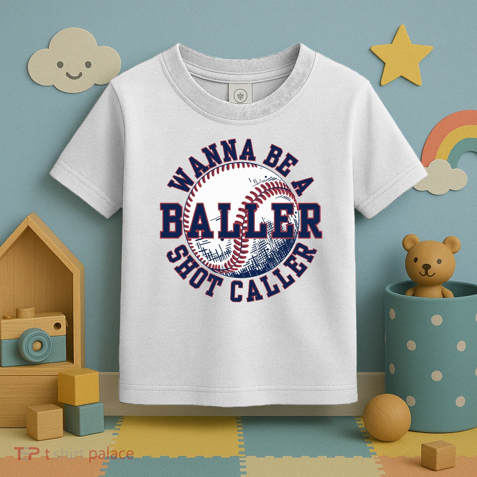 Funny Baller Wanna Be A Shot Caller Baseball Player Toddler T-Shirt