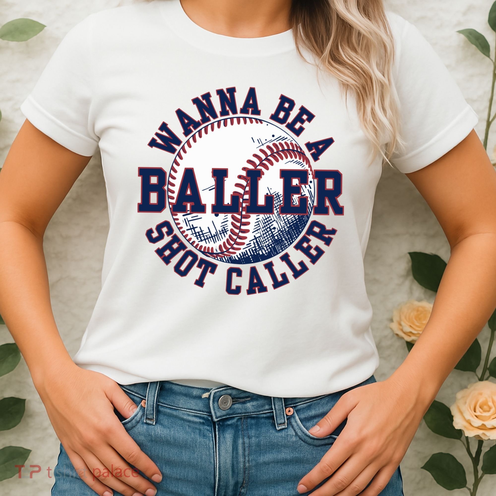 Funny Baller Wanna Be A Shot Caller Baseball Player Women's T-Shirt