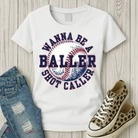 Funny Baller Wanna Be A Shot Caller Baseball Player Women's T-Shirt thumb 3