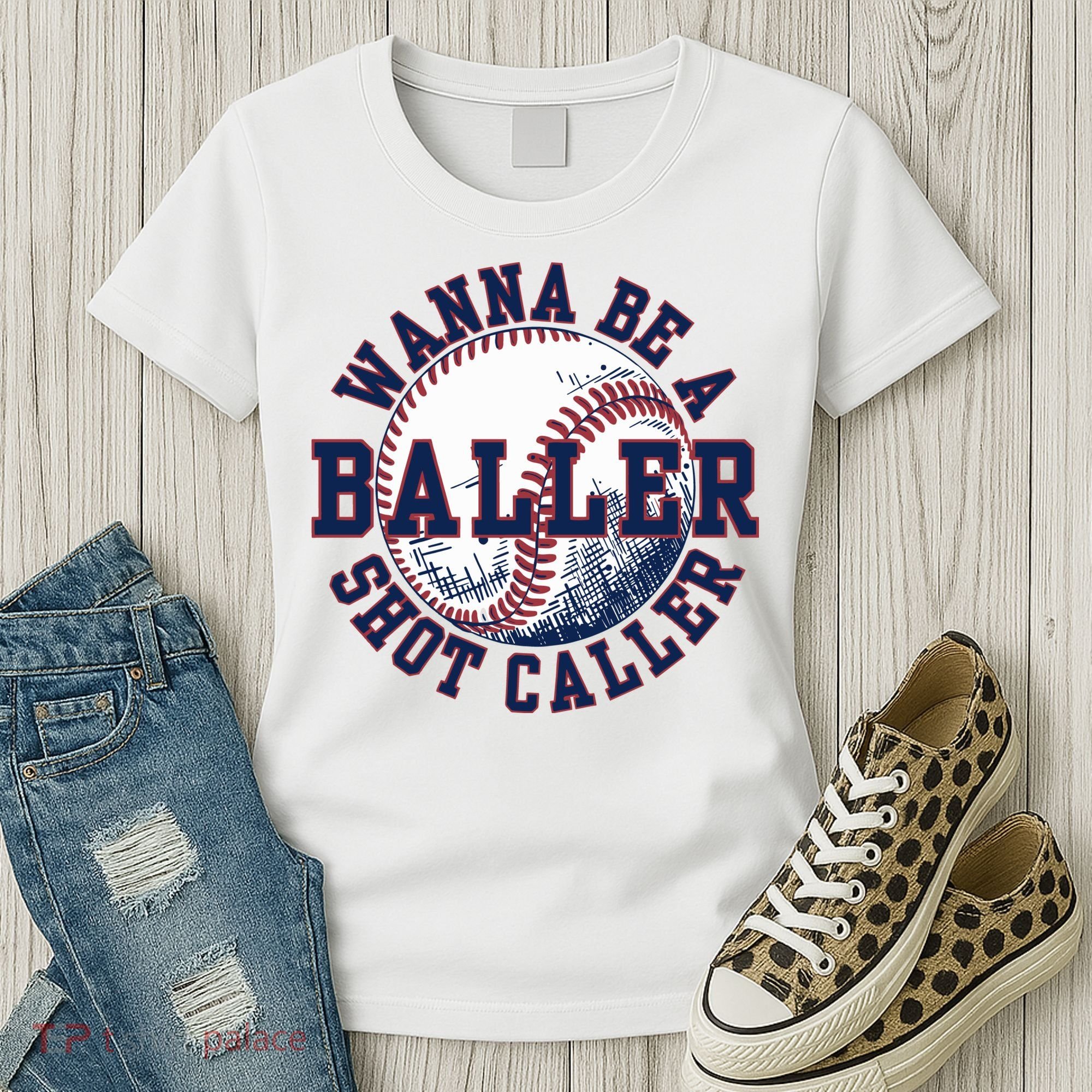Funny Baller Wanna Be A Shot Caller Baseball Player Women's T-Shirt