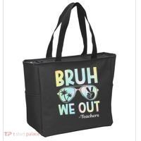 Funny Bruh We Out Teachers End Of School Year Teacher Tote Bag thumb 2