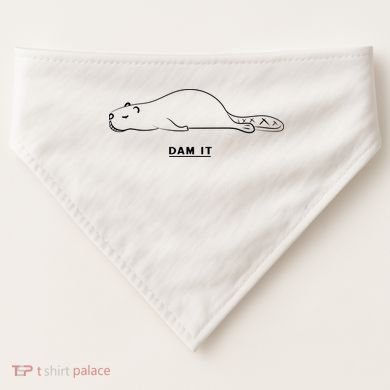 Funny Beaver Wildlife Pun Dam It USA-Made Doggie Bandana