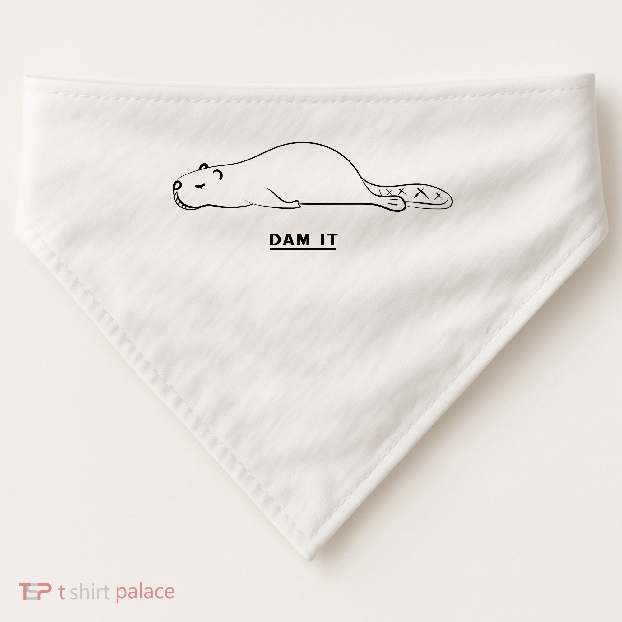 Funny Beaver Wildlife Pun Dam It USA-Made Doggie Bandana