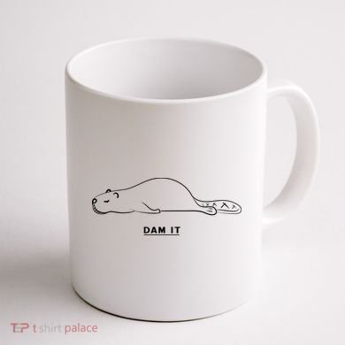 Funny Beaver Wildlife Pun Dam It Coffee Mug back