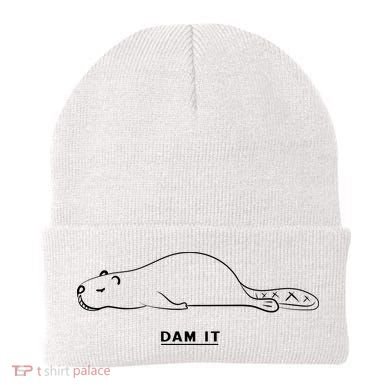 Funny Beaver Wildlife Pun Dam It Beanie