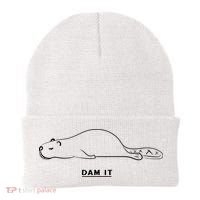 Funny Beaver Wildlife Pun Dam It Beanie thumb 0