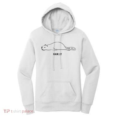 Funny Beaver Wildlife Pun Dam It Women's Hoodie