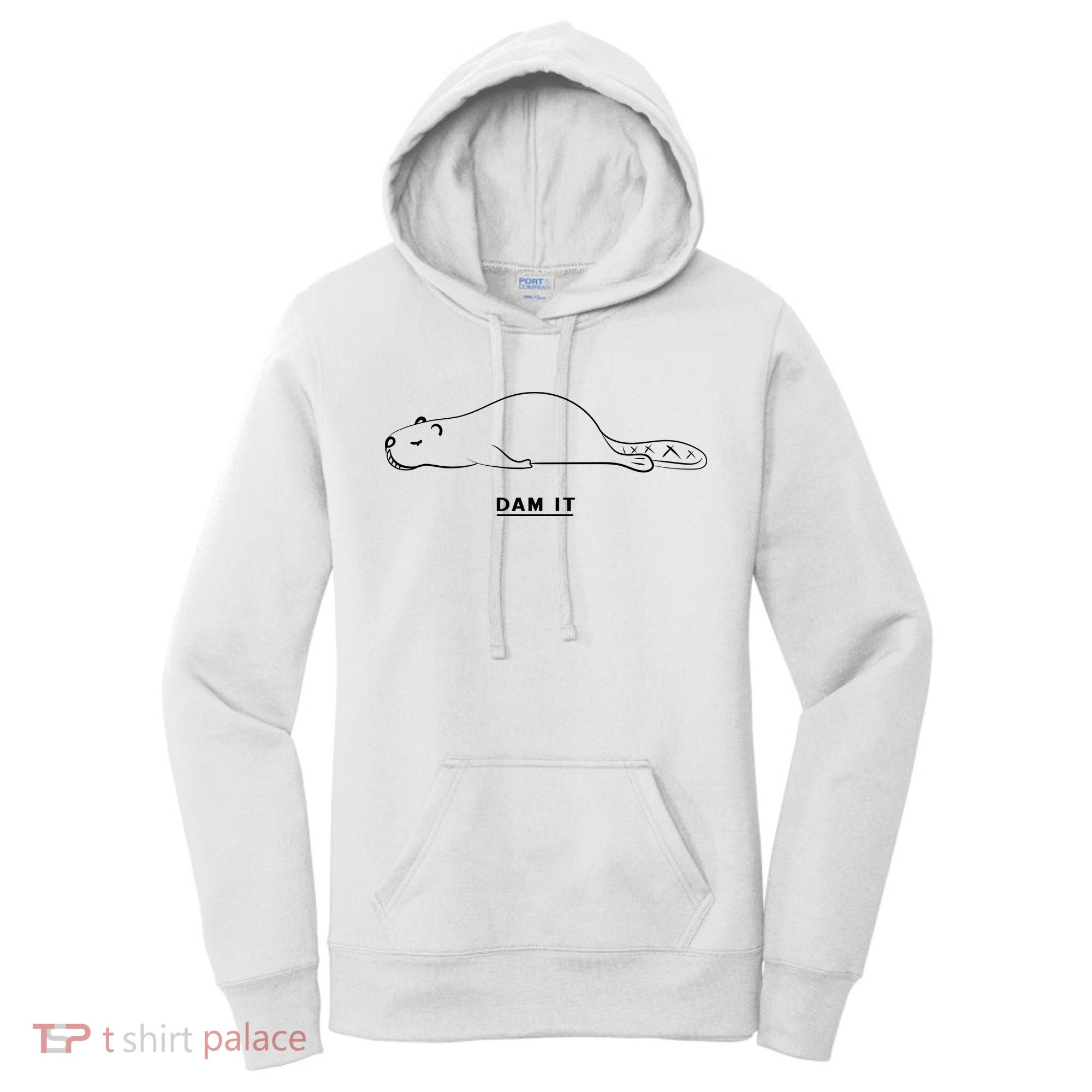 Funny Beaver Wildlife Pun Dam It Women's Hoodie