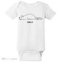 Funny Beaver Wildlife Pun Dam It Baby Bodysuit thumb 0