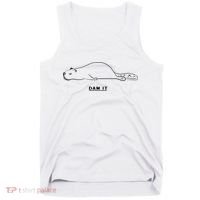 Funny Beaver Wildlife Pun Dam It Tank Top thumb 0
