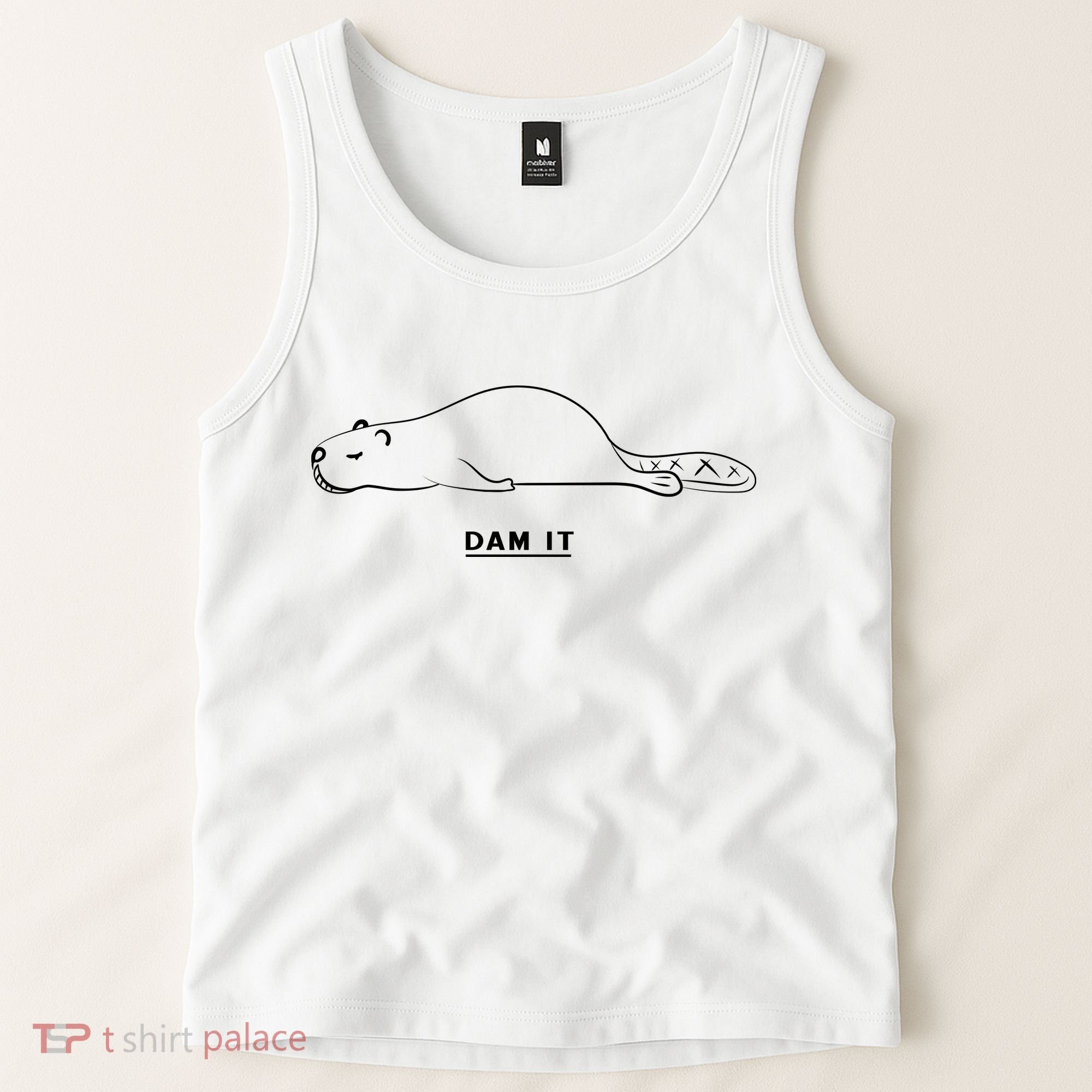 Funny Beaver Wildlife Pun Dam It Tank Top
