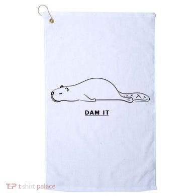 Funny Beaver Wildlife Pun Dam It Golf Towel