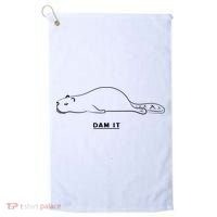 Funny Beaver Wildlife Pun Dam It Golf Towel thumb 0