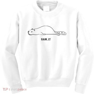 Funny Beaver Wildlife Pun Dam It Kids Sweatshirt