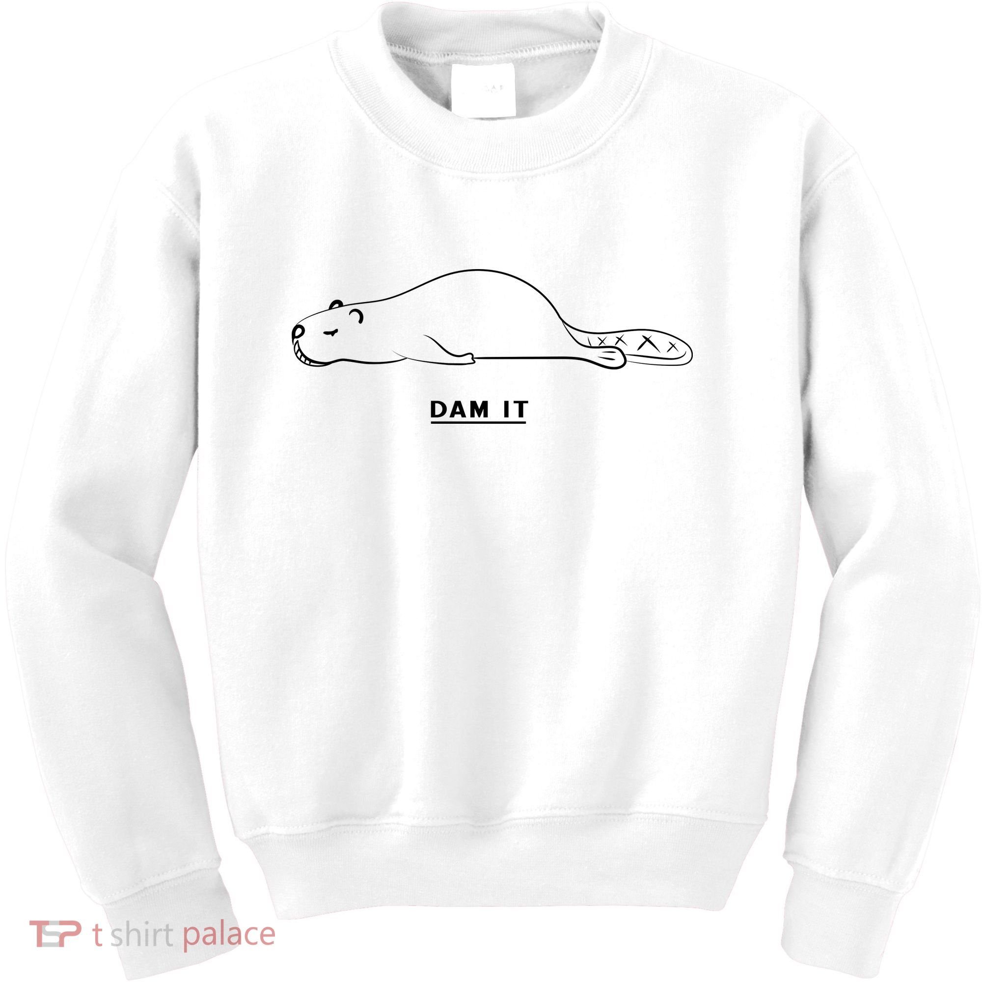 Funny Beaver Wildlife Pun Dam It Kids Sweatshirt