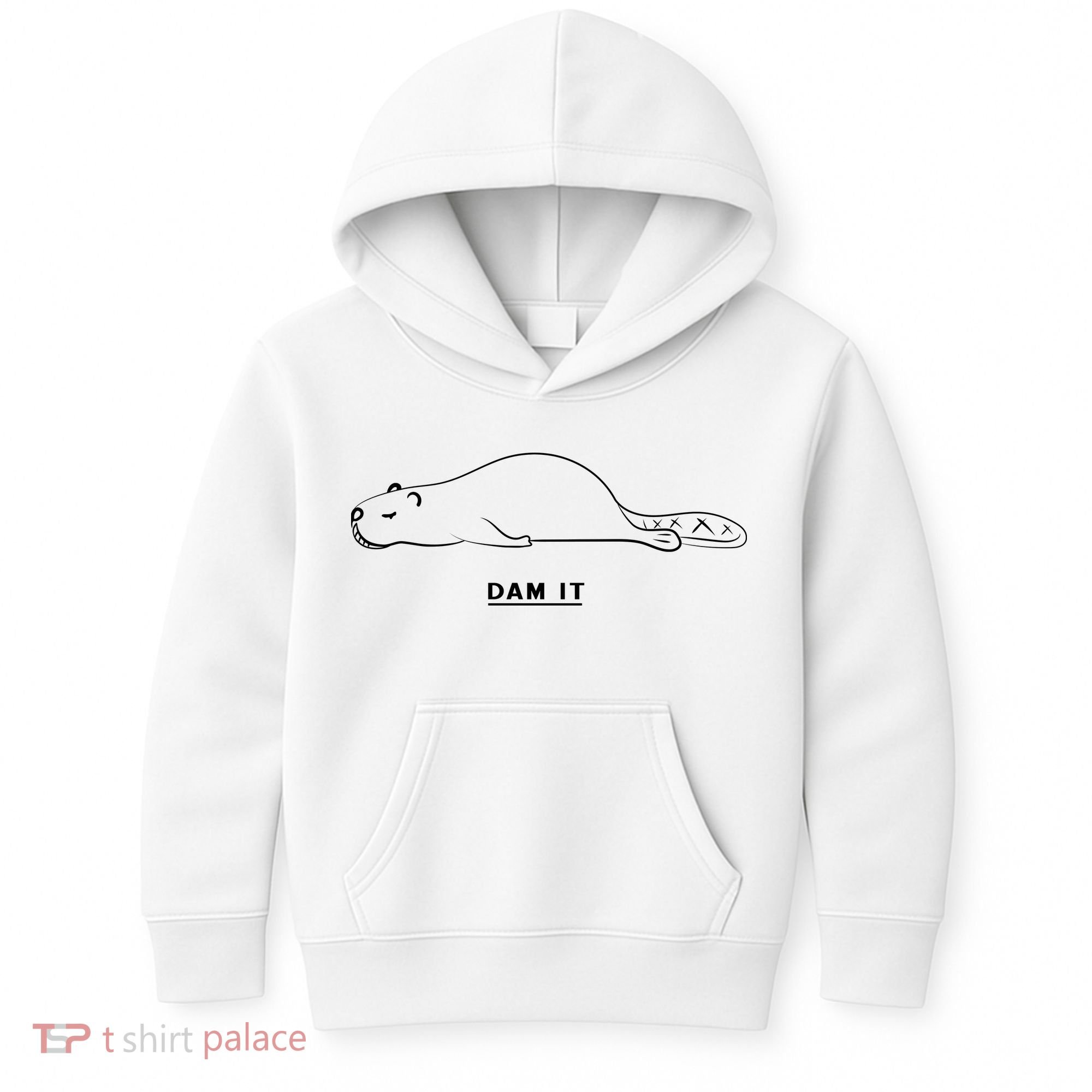 Funny Beaver Wildlife Pun Dam It Kids Hoodie
