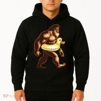 Funny Bigfoot Wearing Duck Floater Hoodie thumb 2