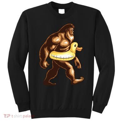 Funny Bigfoot Wearing Duck Floater Sweatshirt