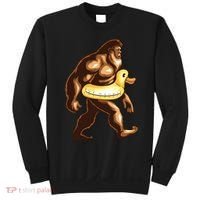 Funny Bigfoot Wearing Duck Floater Sweatshirt thumb 0