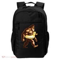Funny Bigfoot Wearing Duck Floater Backpack thumb 0