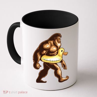 Funny Bigfoot Wearing Duck Floater Coffee Mug