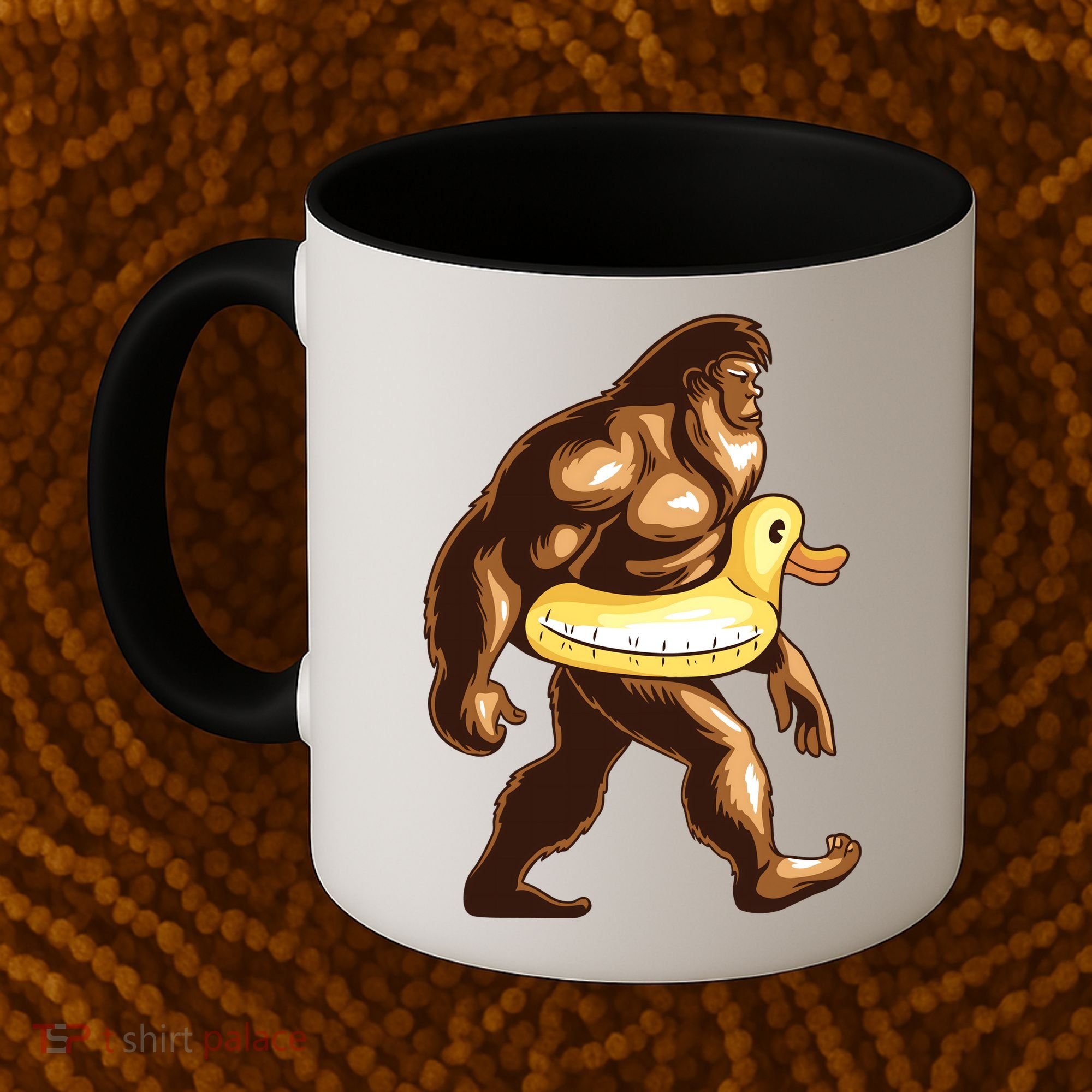 Funny Bigfoot Wearing Duck Floater Coffee Mug