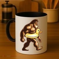 Funny Bigfoot Wearing Duck Floater Coffee Mug thumb 4