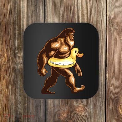 Funny Bigfoot Wearing Duck Floater Coaster
