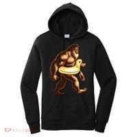 Funny Bigfoot Wearing Duck Floater Women's Hoodie thumb 0