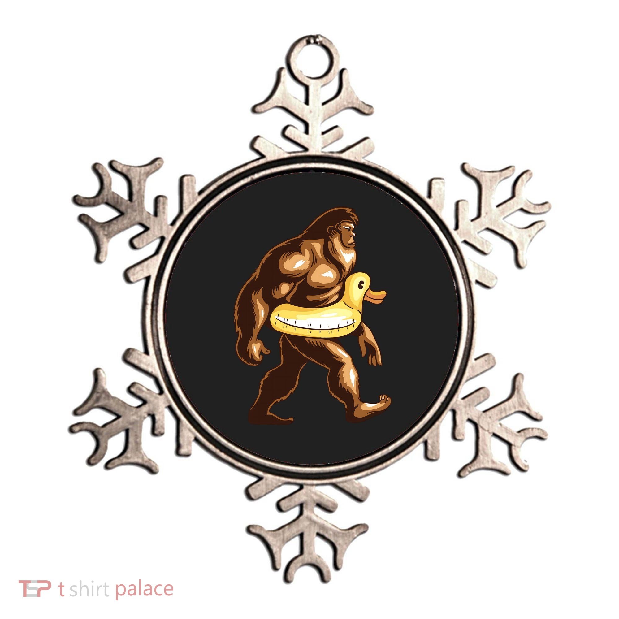 Funny Bigfoot Wearing Duck Floater Ornament