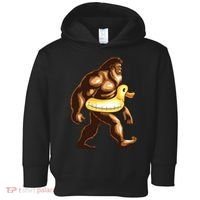 Funny Bigfoot Wearing Duck Floater Toddler Hoodie thumb 0