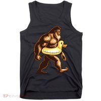 Funny Bigfoot Wearing Duck Floater Tank Top thumb 0