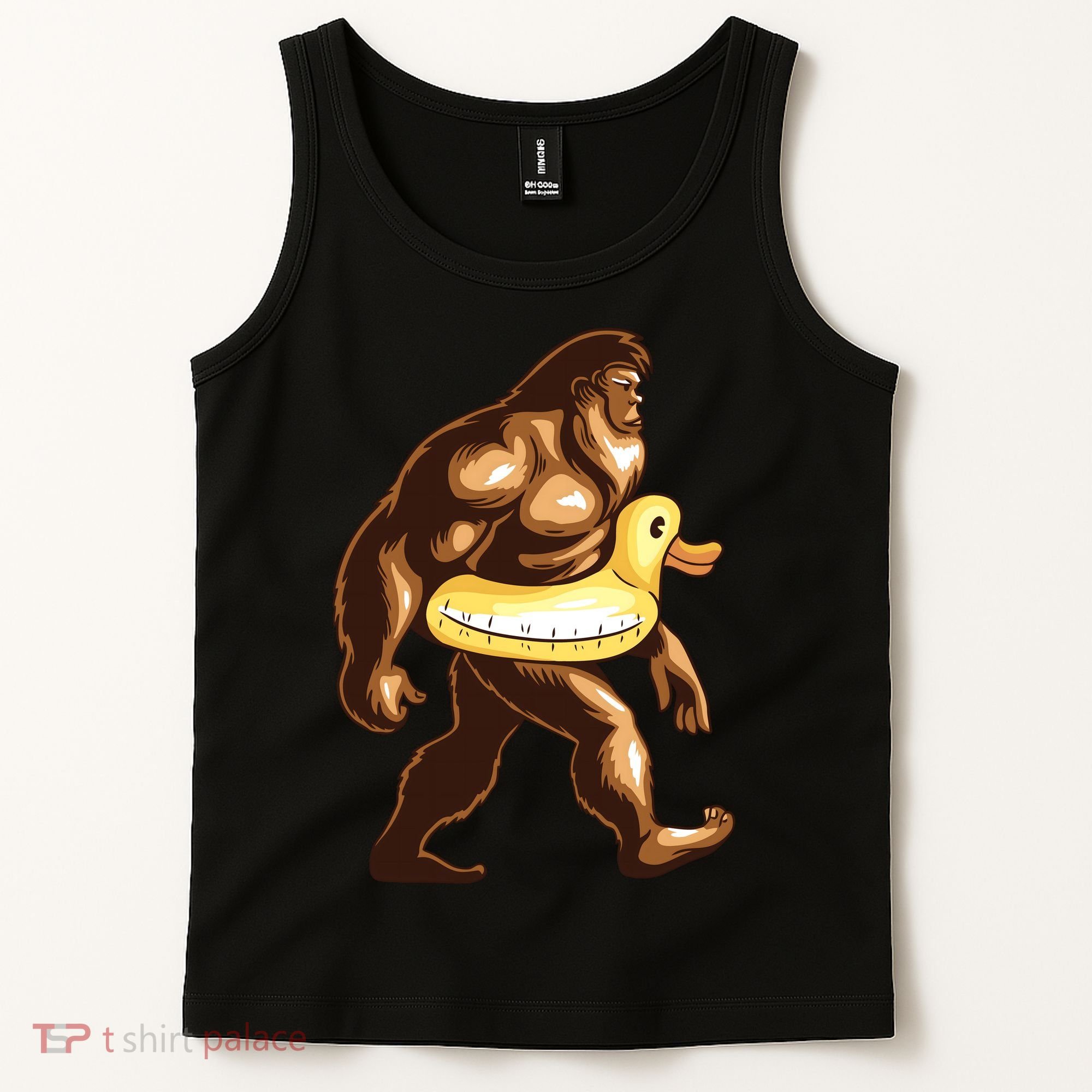 Funny Bigfoot Wearing Duck Floater Tank Top