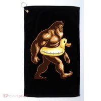 Funny Bigfoot Wearing Duck Floater Golf Towel thumb 0