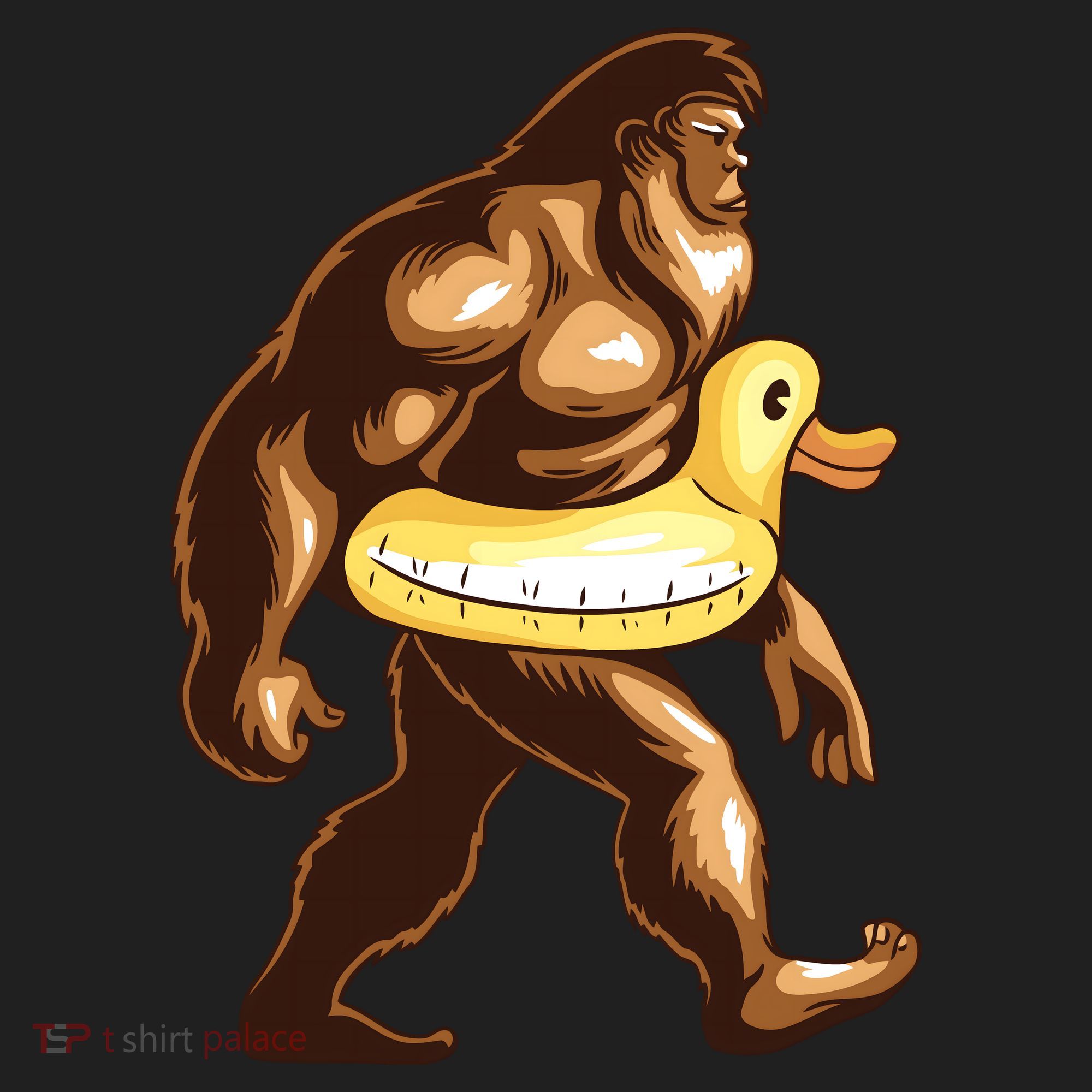 Funny Bigfoot Wearing Duck Floater Golf Towel