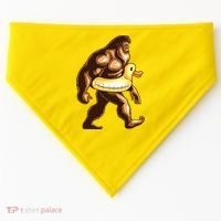 Funny Bigfoot Wearing Duck Floater USA-Made Doggie Bandana thumb 0
