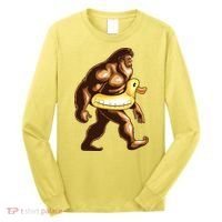 Funny Bigfoot Wearing Duck Floater Long Sleeve Shirt thumb 0