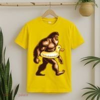 Funny Bigfoot Wearing Duck Floater T-Shirt thumb 2