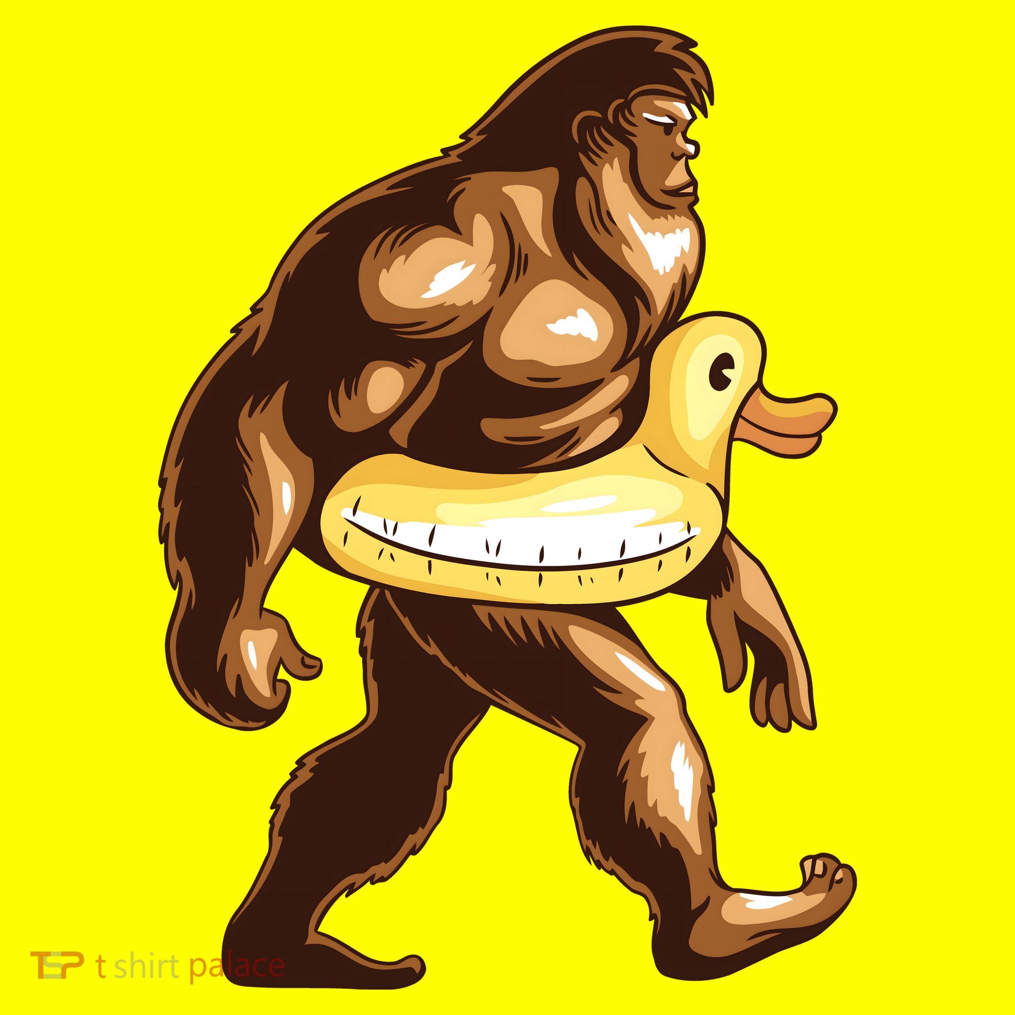 Funny Bigfoot Wearing Duck Floater T-Shirt