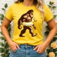 Funny Bigfoot Wearing Duck Floater Women's T-Shirt thumb 2