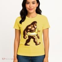 Funny Bigfoot Wearing Duck Floater Women's T-Shirt thumb 4