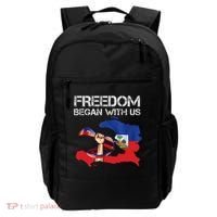 Freedom Began With Us Haitian Flag Happy Independence Day Backpack thumb 0